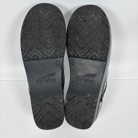 Dansko Professional Clogs 39 / 8.5 - 9 Denim Floral Patent Leather Nursing Shoes - Picture 7 of 12